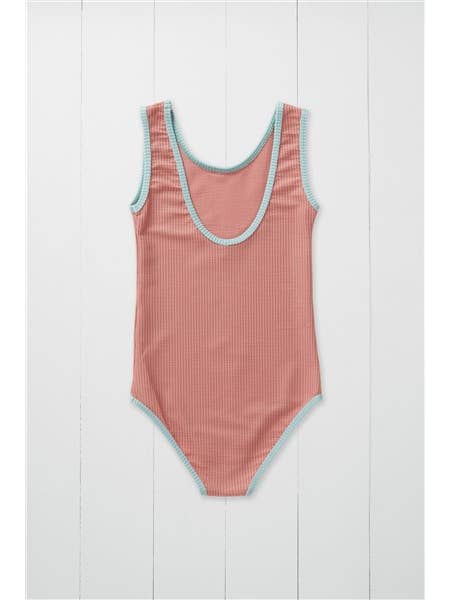 Grass & Air - Rose Ribbed Kids Swimsuit