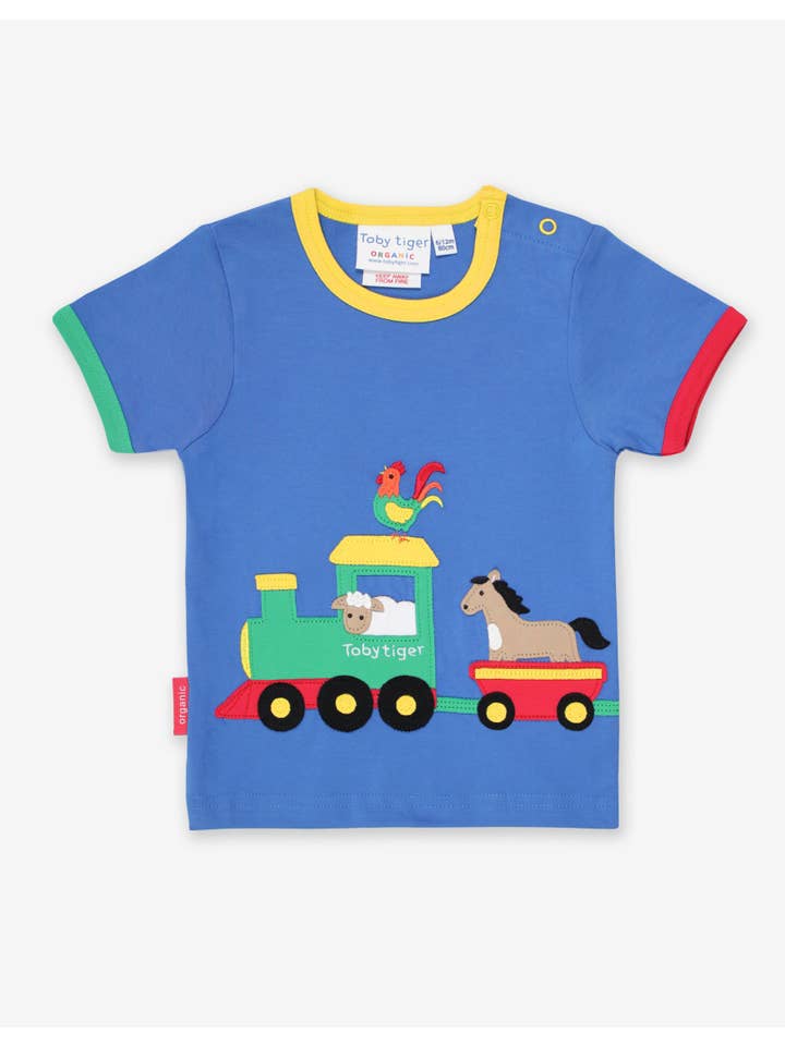 Toby Tiger - Organic Animal Train Applique T-Shirt