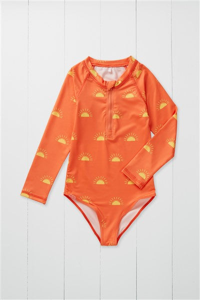 Grass & Air - Sun Print Kids Long 3/4 Sleeve Swimsuit