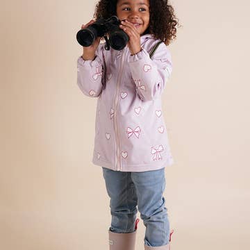 Holly & Beau Hearts & Bows Colour Changing Kids Raincoat