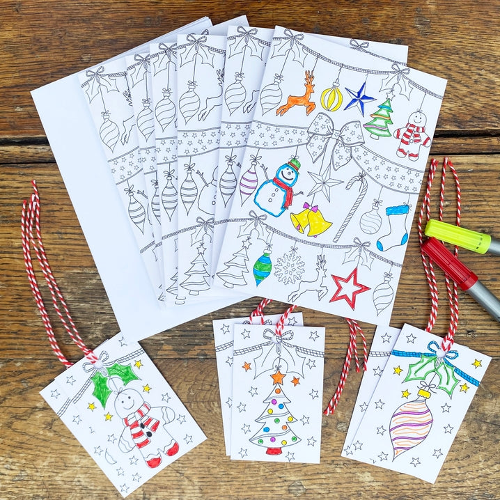 Eat Sleep Doodle Colour-in Christmas Cards & Gift Tags - Craft Pack