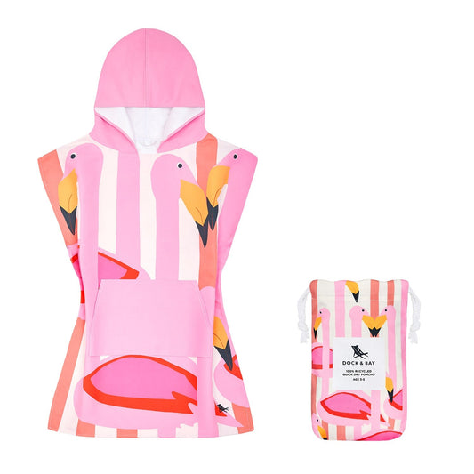 Dock & Bay Poncho Kids - Flamboyant Flamingos  Small (Age 3 to 5)