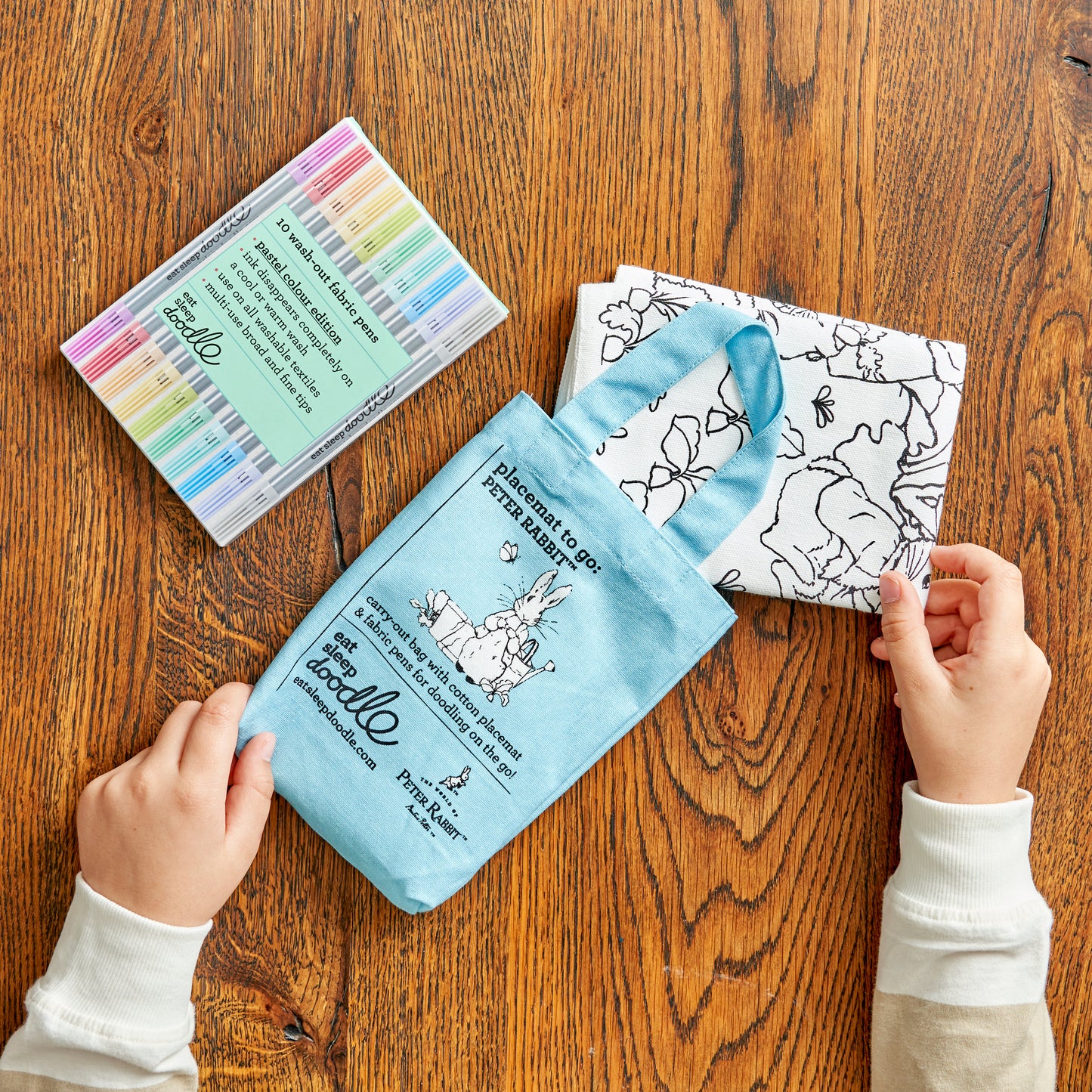 Eat Sleep Doodle Peter Rabbit placemat to go