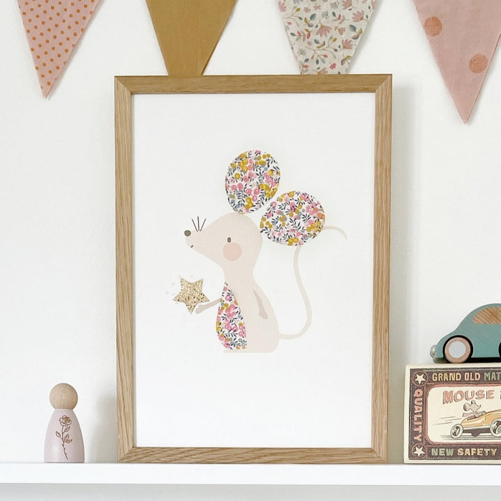 The Charming Press - Liberty Print Mouse Nursery Art A3