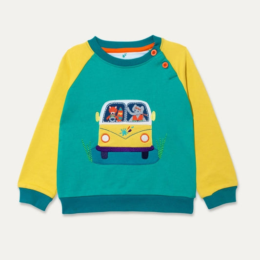 Ducky Zebra - Organic Cotton Sweatshirt with Campervan Appliqué